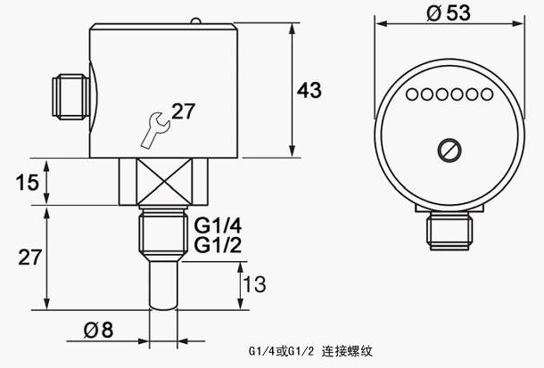 熱導(dǎo)式流量開關(guān)的尺寸